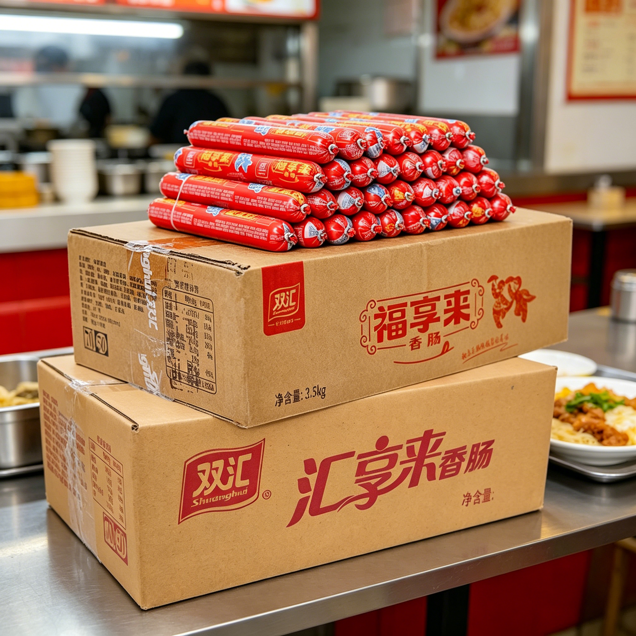 双汇火腿肠福享来/汇享来50根油炸蒸煮淀粉肉肠灌香肠火腿肠整箱
