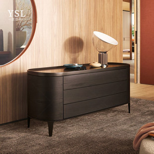 Poliform家具意式极简椭圆圆形床头柜别墅大户型卧室收纳柜定制