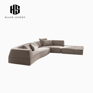 HEISHE Bend曲线沙发客厅别墅大户型转角意式异形棉麻布艺沙发