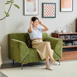 飞翼沙发2025新款极简单人扶手可折叠雪尼尔客厅复古单人休闲椅