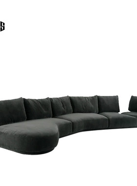 HEISHE DURANTE杜兰特沙发别墅大户型客厅旋转弧形雪尼尔布艺沙发