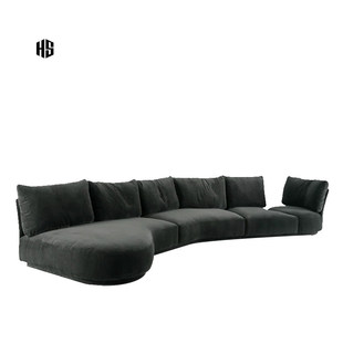HEISHE DURANTE杜兰特沙发别墅大户型客厅旋转弧形雪尼尔布艺沙发