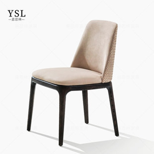Poliform餐椅意式现代简约真皮布艺餐椅家用餐厅椅子定制