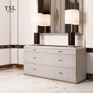 Capital家具意式 轻奢极简实木真皮斗柜别墅收纳柜定制