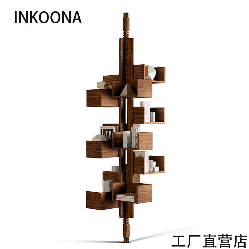 INKOONA阿波罗旋转书架意式实木置物书房落地多层收纳架艺术风格