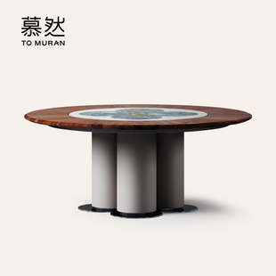 餐桌 Muran慕然圆桌家用餐桌全屋配套设计师现代实木奢石内嵌式