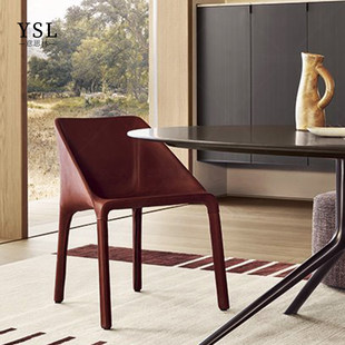 Poliform餐椅意式极简马鞍真皮餐椅家用简约设计师椅子北京定制
