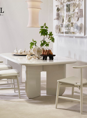 Meridiani奶油风餐桌Simple Creamy Style Dining Table北京定制