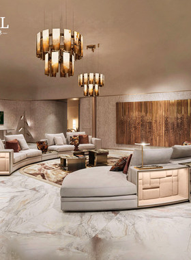 Visionnaire巴比伦沙发Luxury-Style Curved Leather Sofa上海