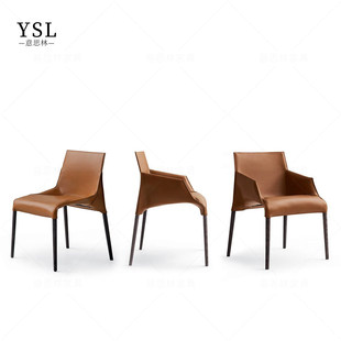 Poliform餐椅极简风现代马鞍真皮简约意式家用餐椅北京高定