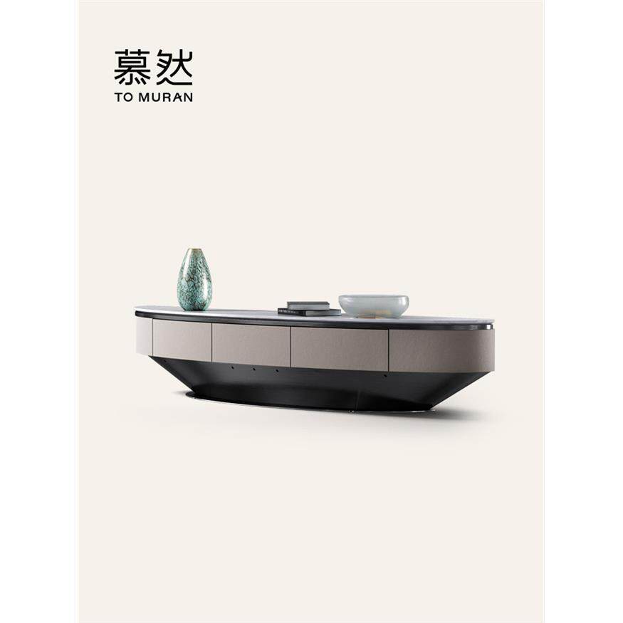 Muran慕然天然大理石电视柜高端全屋搭配设计意大利胡桃木电视柜