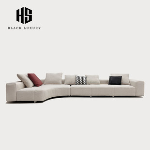 HEISHE Yves伊夫沙发奶油风客厅大户型别墅棉麻布艺沙发贵妃组合