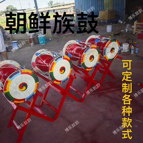 朝鲜长鼓儿童成人舞蹈专用鼓拉绳鼓表演鼓牛皮朝鲜族长鼓彩绘道具