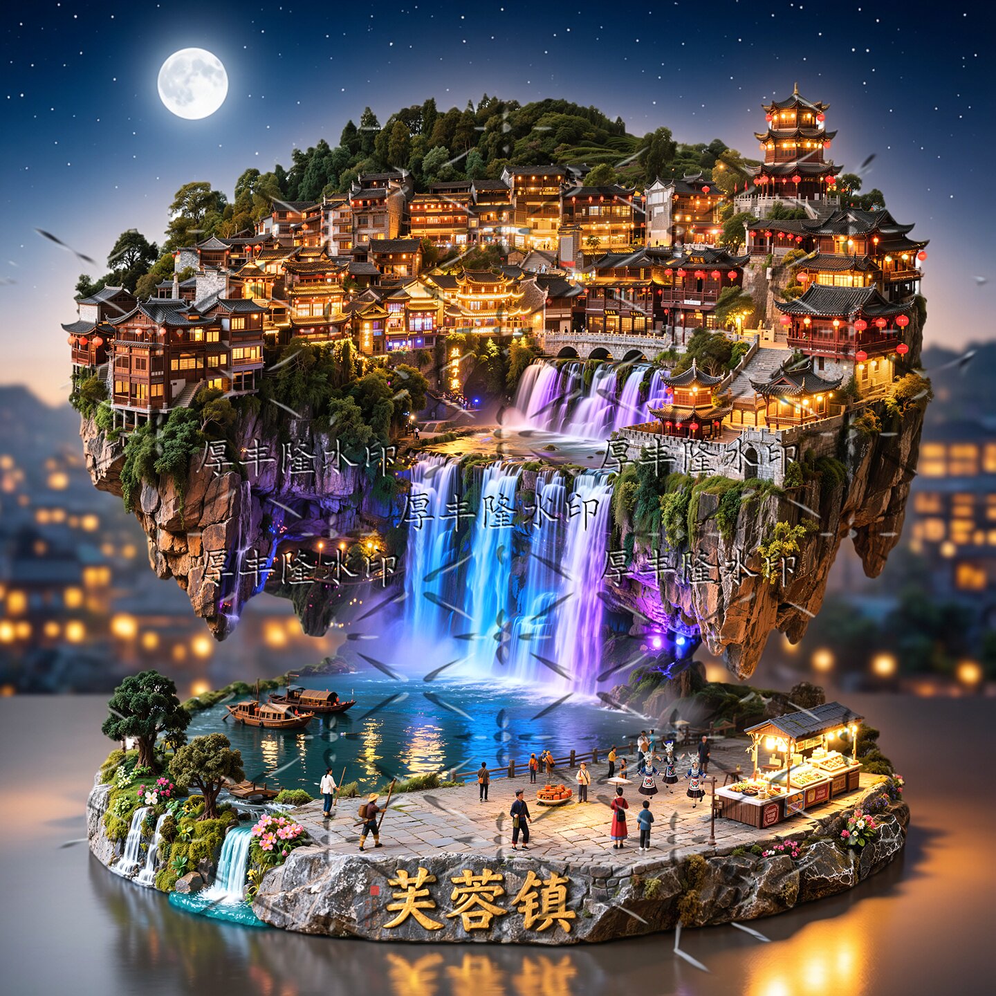 湖南土家族芙蓉镇金属文创冰箱贴