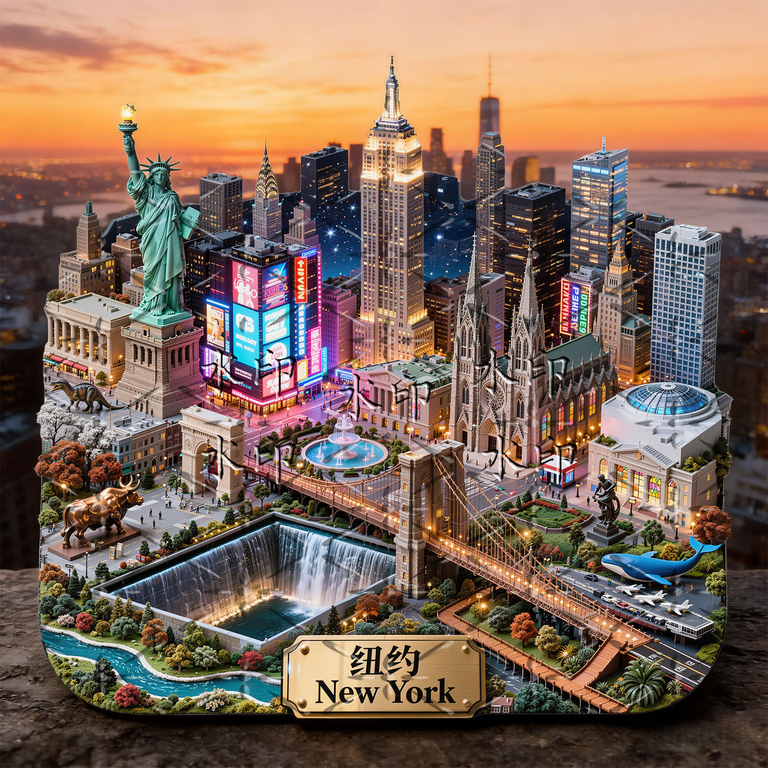 美国纽约城市金属冰箱贴自由女神中央公园收藏旅游纪念品伴手礼物