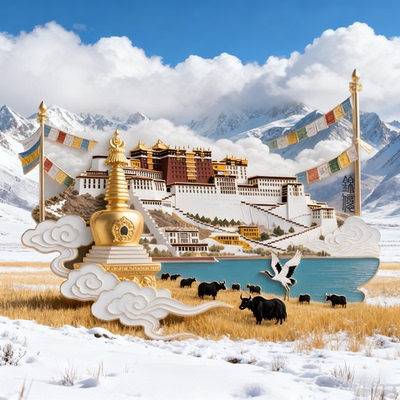 西藏拉萨金属冰箱磁贴旅游景点纪念品生日礼物伴手礼品金属冰箱贴