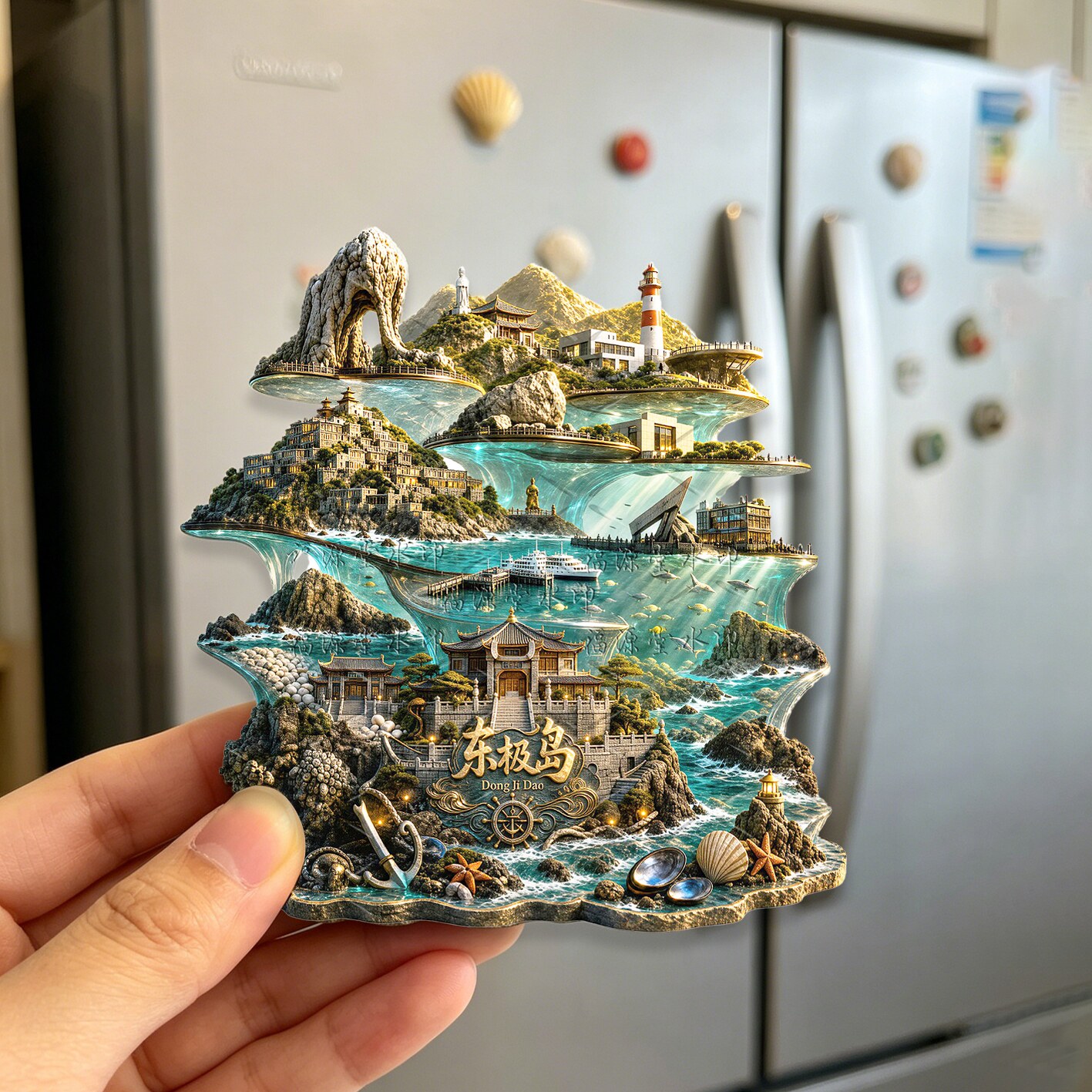 舟山东极岛立体浮雕文创冰箱贴