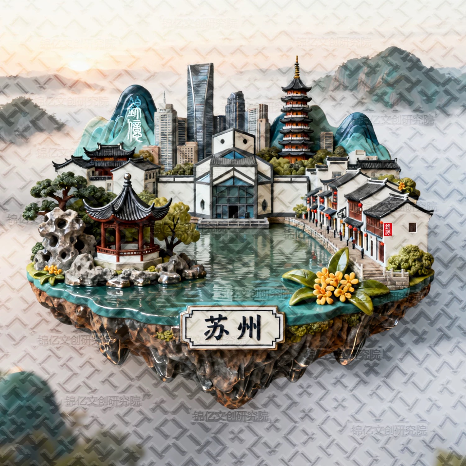 江苏苏州金属冰箱磁贴城市文创礼物旅游景点纪念品冰箱贴送朋友