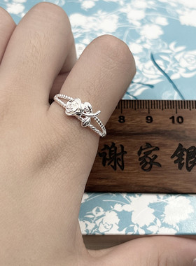 谢家银匠女99纯银玫瑰花