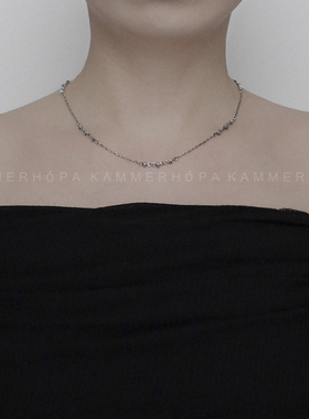 kammerhopa 设计师品牌925银小小骷髅与链子拼接项链锁骨链新款25