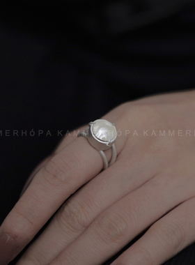 kammerhopa 设计师品牌925银凸面透明放大镜骷髅头简洁戒指男女款