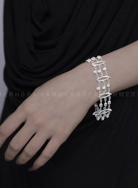 KAMMERHOPA品牌骷蕾丝系列银手链骷髅纹样设计镂空手链新品男女款