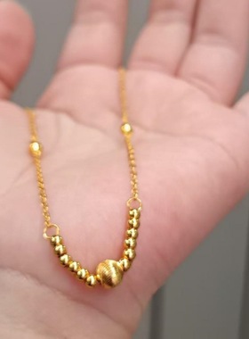 十全十美猫眼珠项链女仿真黄金转运珠套链小众高级感锁骨沙金饰品