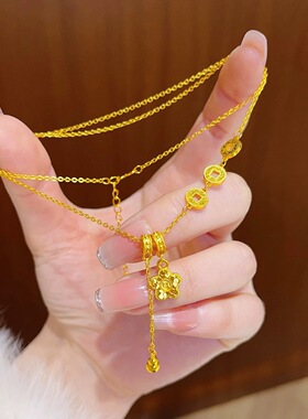 沙金碎冰冰有钱花锁骨链久不掉色