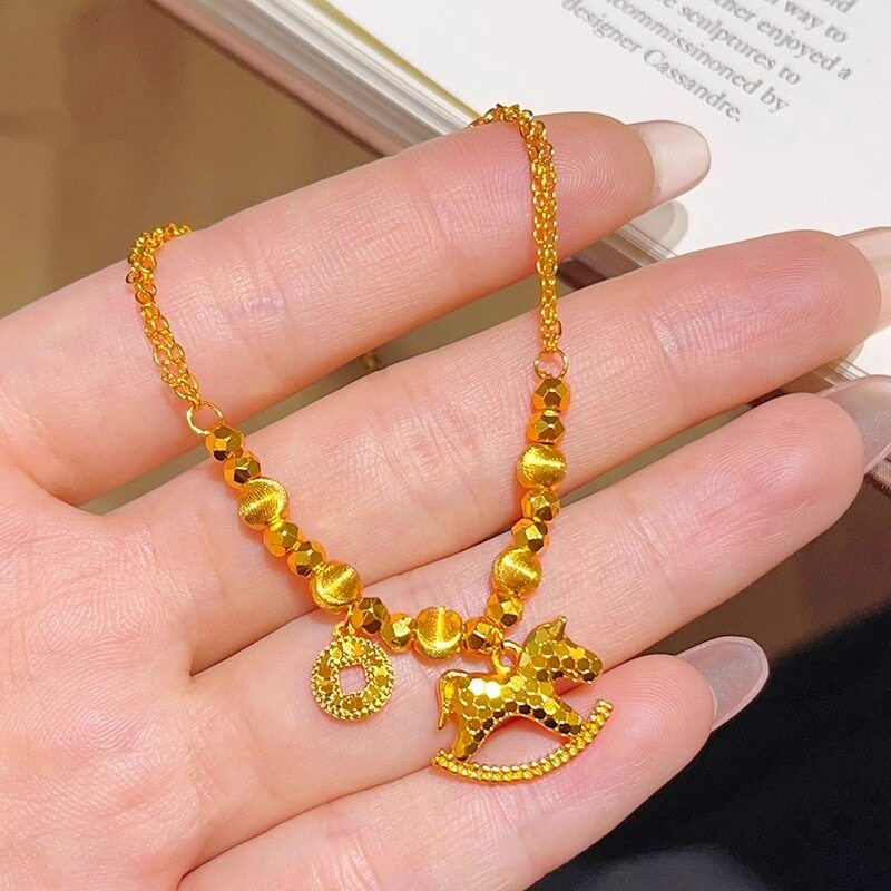 猫眼碎冰冰马上有钱手链女仿真黄金转运珠手串小众高级沙金饰品