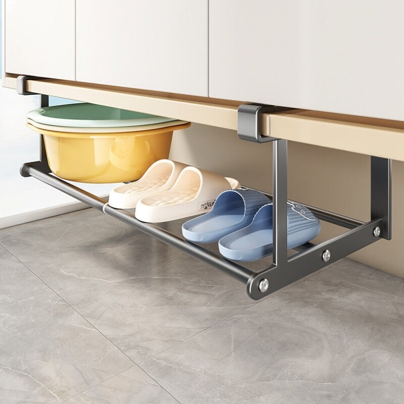 可伸缩悬挂脸盆架浴室柜下盆子放置架化妆室洗脸盆置物架挂盆神器