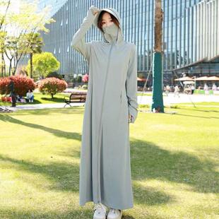 冰丝防晒衣女2025夏季新款长款防紫外线透气连帽薄款外套
