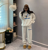 韩国卡通洋气时尚 女秋冬哈伦休闲运动裤 宽松炸街爆款 加绒卫衣套装