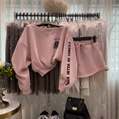 韩国东大门休闲运动套装 辣妹洋气炸街时尚 宽松印花卫衣短裙两件套