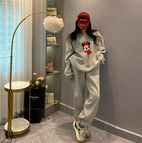 时尚宽松加绒卫衣套装运动服卫裤