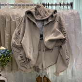 热裤 卫衣搭短裤 两件套 女慵懒连帽休闲复古开衫 小个子辣妹穿搭套装