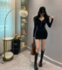 2024春装 休闲紧身连帽裙子 包臀连衣裙甜辣妹短款 新款 气质收腰修身