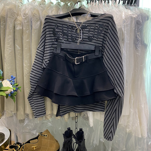 韩国东大门新款辣妹小个子双层荷叶边防走光短裙伞裙半身裙套装女