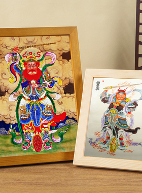 新款王灵官画像实木摆台挂画降魔之神火神护法王恶王天君桌面摆件