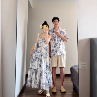 三亚旅游长裙你衣我裙收腰显瘦