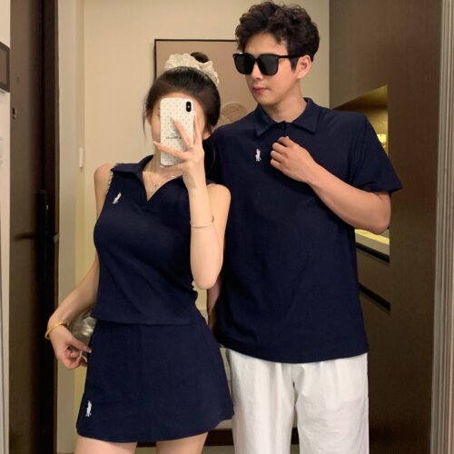 高级感polo领美背上衣女老钱风