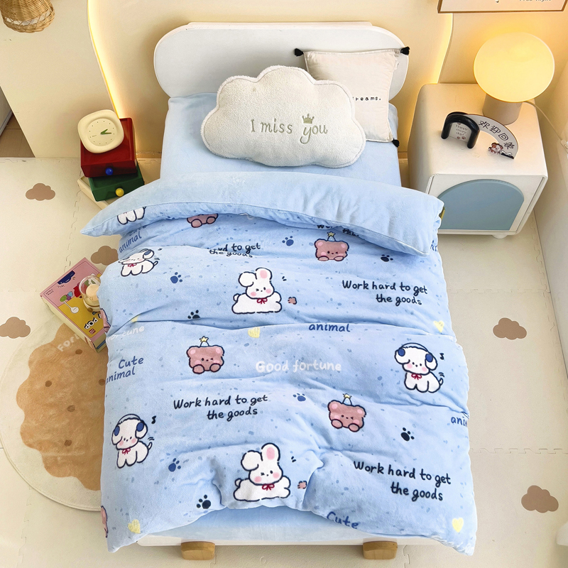 卡通牛奶绒被套珊瑚绒加厚被套