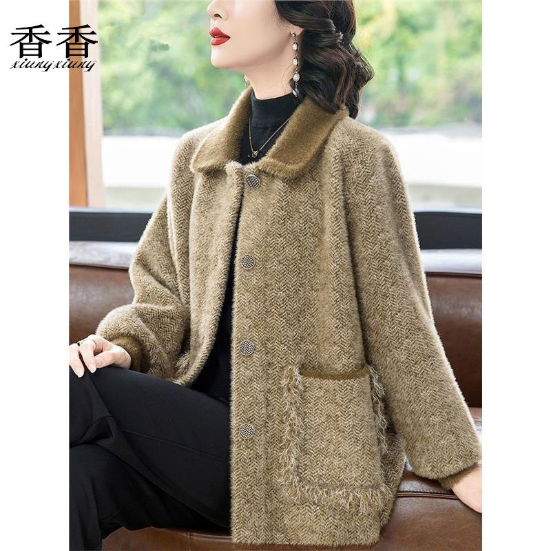 妈春秋冬装时尚针织毛呢上