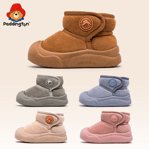 帕丁顿熊童鞋宝宝雪地靴儿童棉鞋加绒冬季男童靴子女童鞋加绒鞋