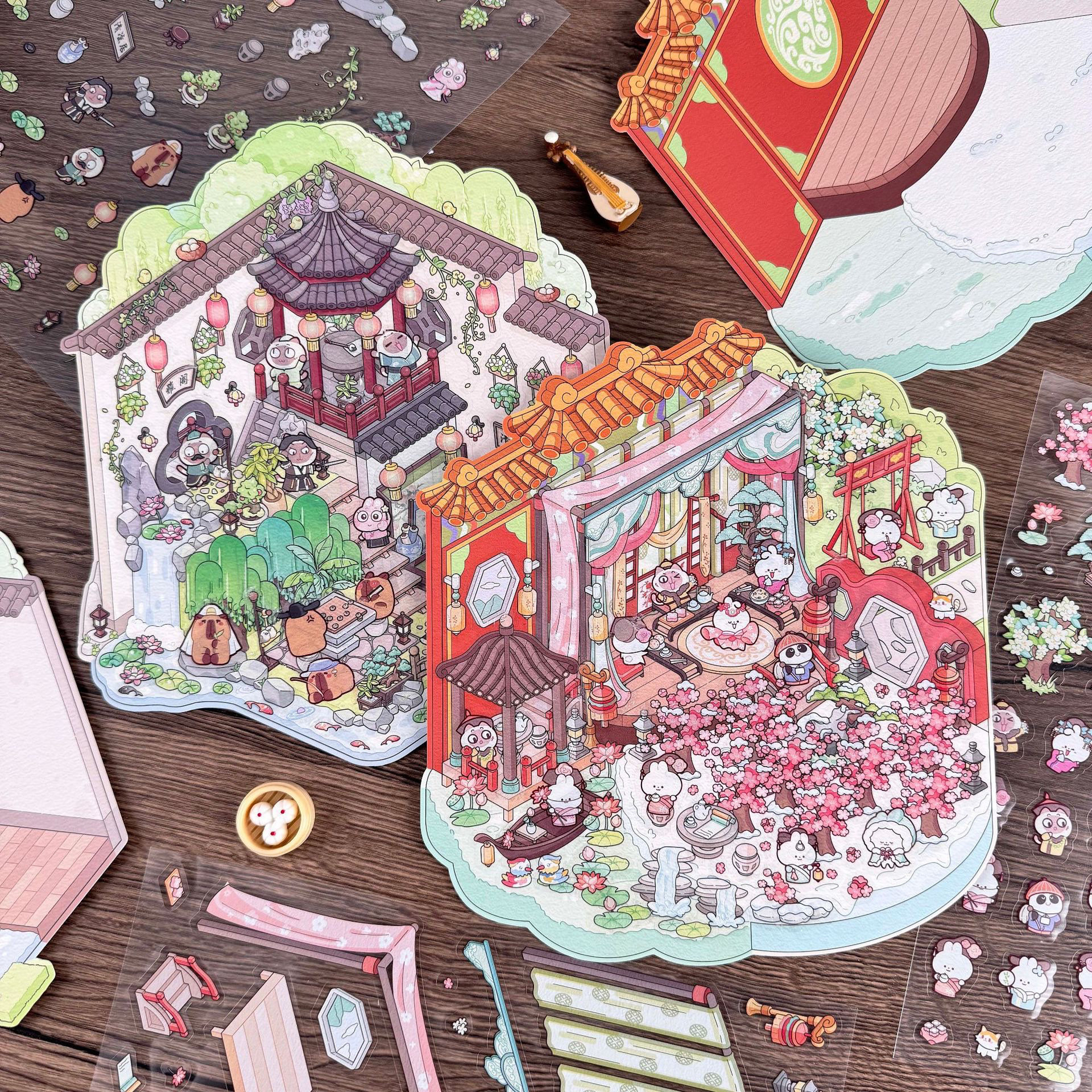 芯陌加大版古风造景贴纸微缩场景可爱立体小屋贴纸手工创意diy贴