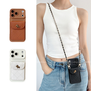 小香风小马菱格卡包壳适用小米17Promax手机壳turbo5max斜挎挂绳红米k90k80k70全包note15奢华civi4pro新款