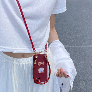 防摔套y200i硅胶neo10女 s20全包promini 新款 酒红色蝴蝶结kt猫公仔适用vivox200手机壳x100pro斜挎手拎绳s30