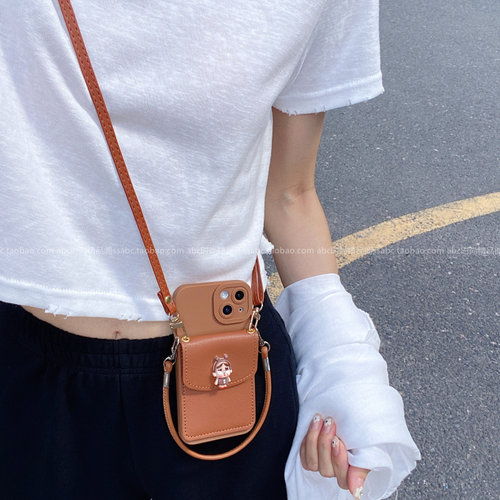 新款ins棕色哭娃卡包壳适用oppofindx8手机壳reno1413pro背带斜挎a5挂绳findx7全包a6pro软硅胶reno11挂脖k12