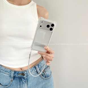 新款四角挂孔简约支架透明硅胶壳适用小米15/17手机壳红米k90promax斜挎背带note15硅胶k80k70全包边turbo4女