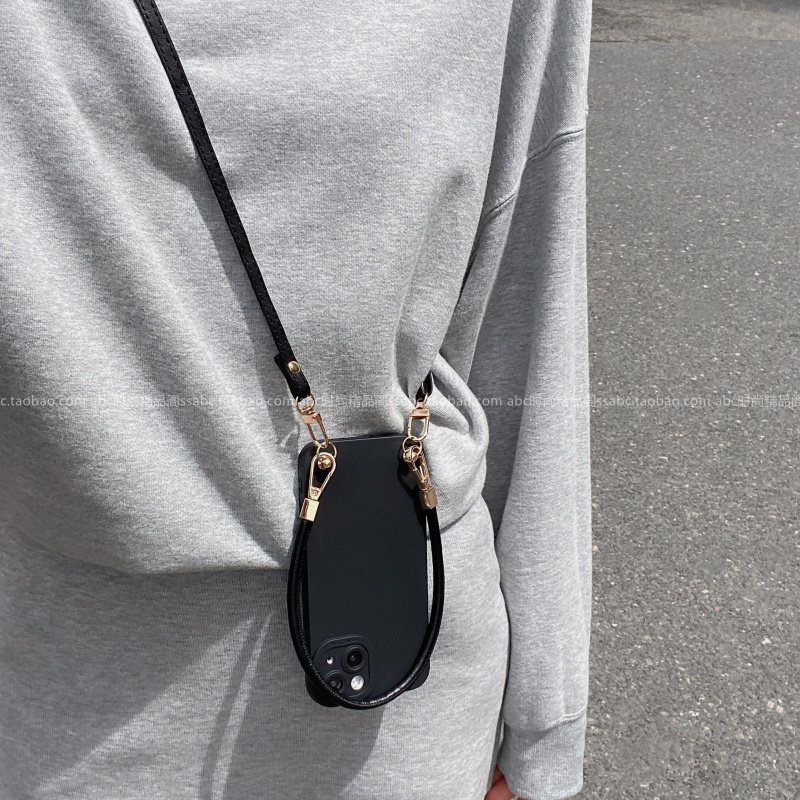 新款简约纯黑防摔壳适用华为pura80手机壳mate70pro斜挎背带nova14/13硅胶p70全包边mate60带挂绳畅享70x网红