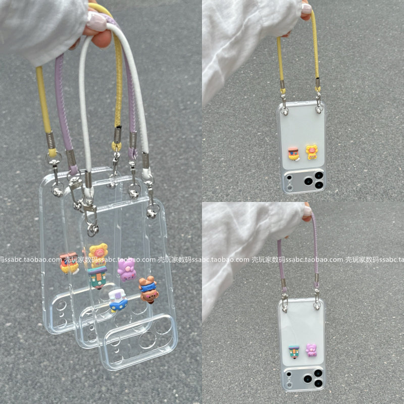 春夏季清新透明卡通立体公仔透明壳适用华为Mate80手机壳nova15/14新款p80p70p60手拎绳mate70个性nova9防摔